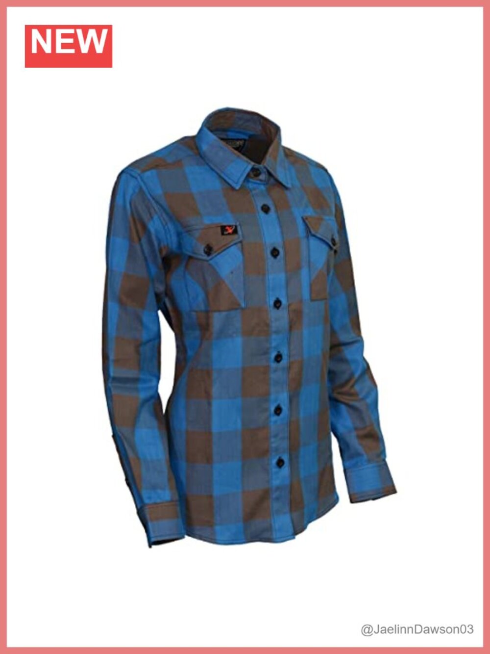 Milwaukee Leather MNG21618 Women's Brown and Aqua Long Sleeve Cotton Flannel